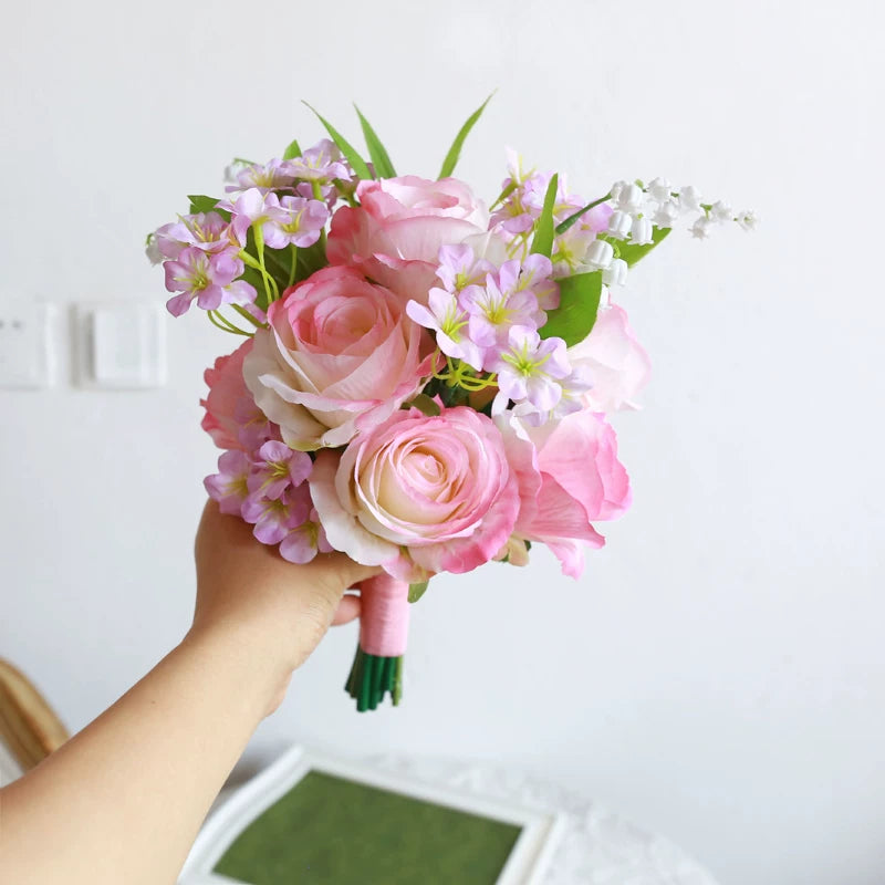 Artificial Wedding Bouquet Forest Style Transparent White Rose