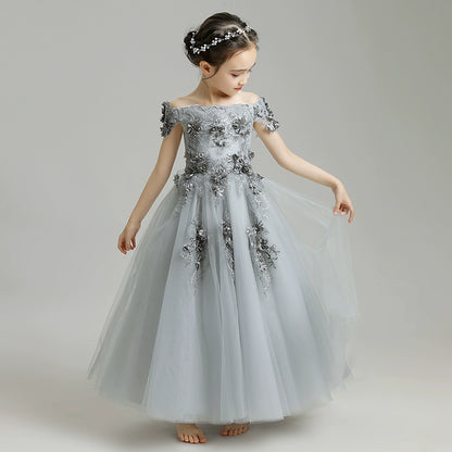 Elegant Princess Wedding Gown: Luxurious Long Evening Dress for Special Occasions