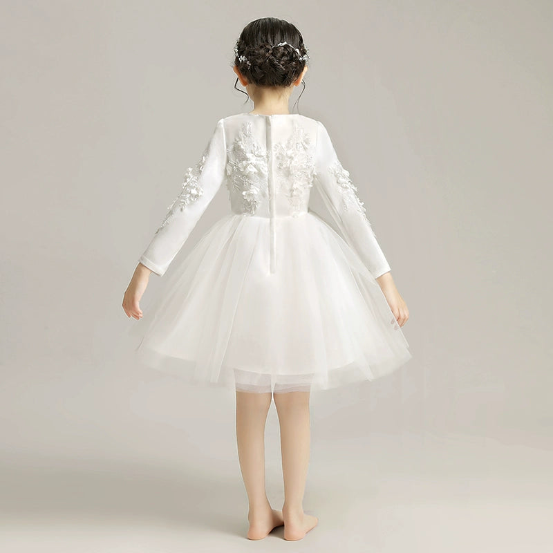 Elegant Girls' Fleece Lined Princess Dress for Winter Piano Performance