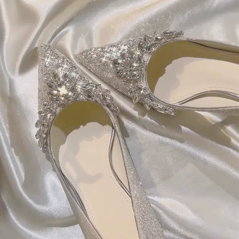 Silver Crystal Wedding Stiletto Heel 4cm Size 34