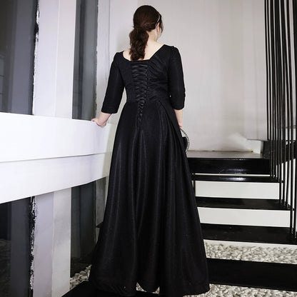 Black Evening Dress, High Quality, A-line