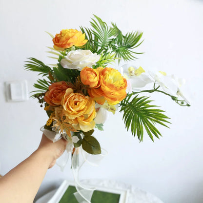 Artificial Wedding Bouquet Forest Style Transparent White Rose