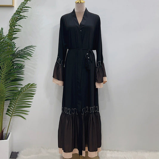 Elegant Black Malaysian Egyptian Long Beaded Skirt with Dubai Style Jacket