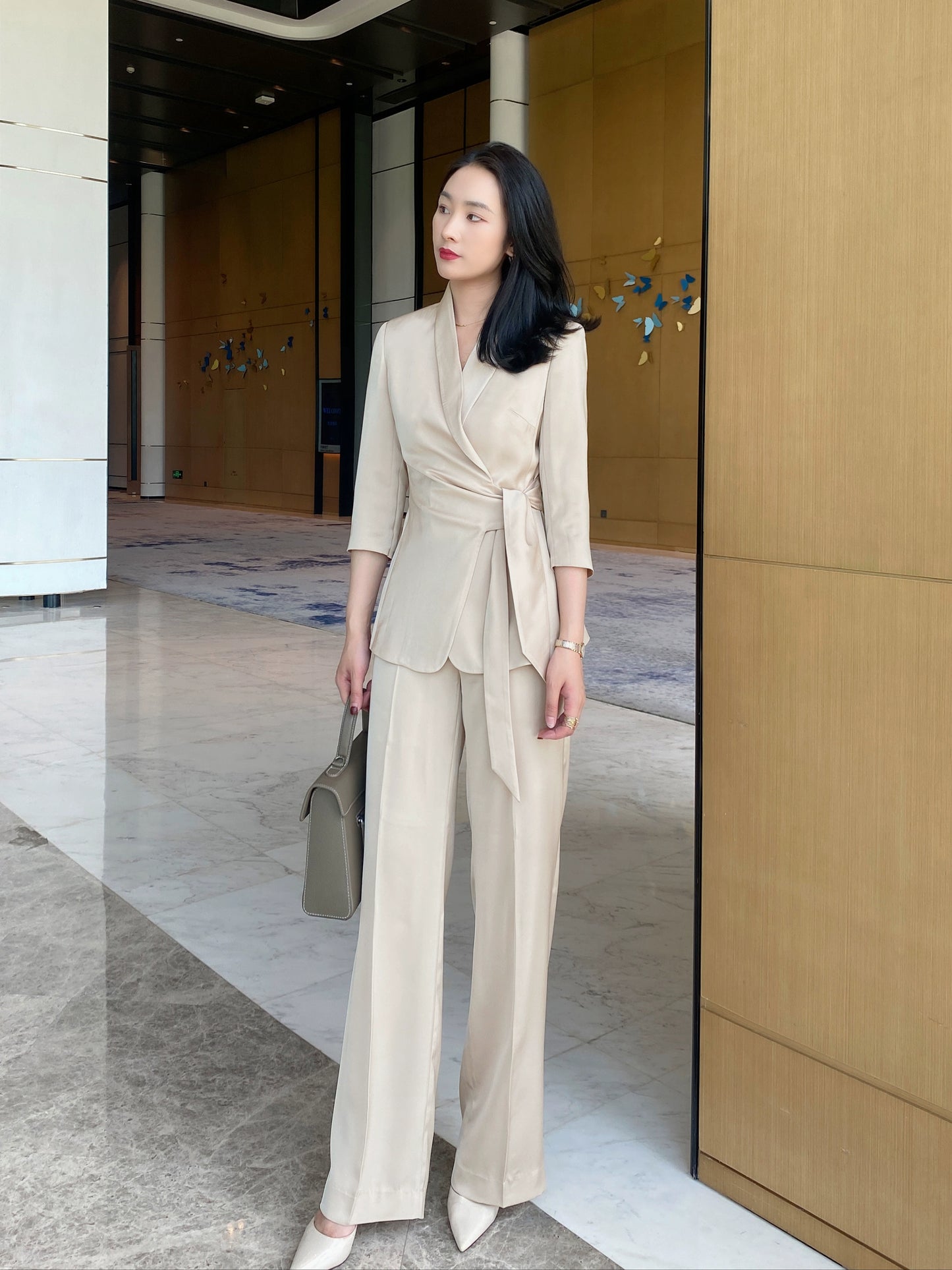 Champagne Color Women's Summer Elite Suit Jacket & Trousers