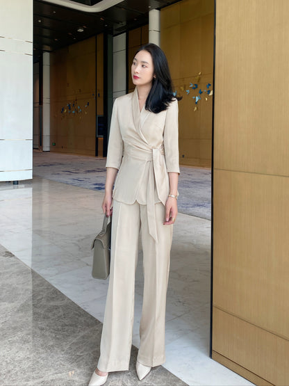 Champagne Color Women's Summer Elite Suit Jacket & Trousers