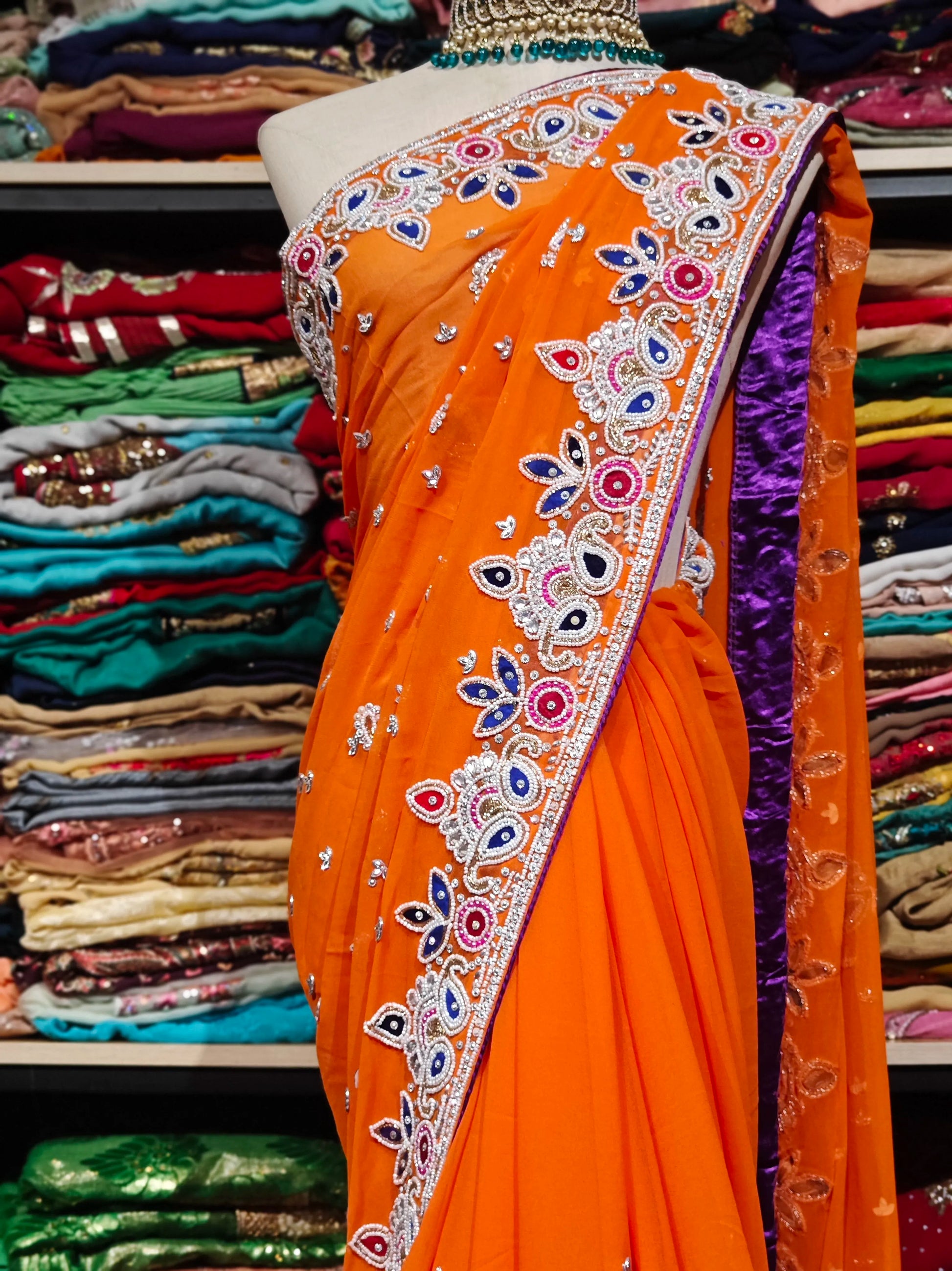 Beaded Indian Saree