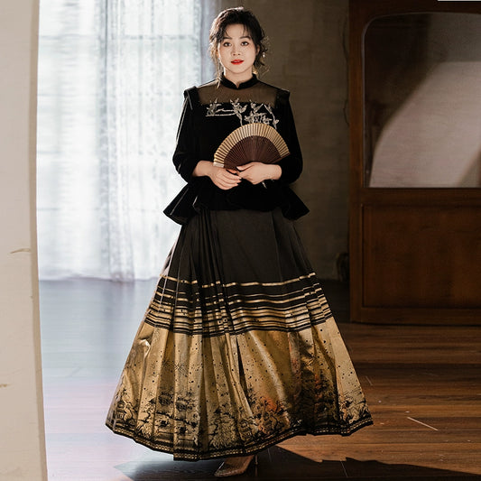 Chinese Long-Sleeve Wedding Hanfu Dress