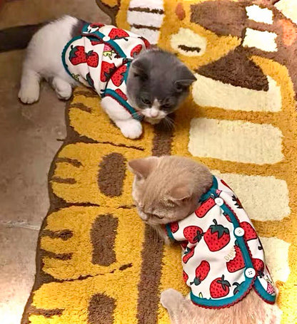 Velvet Strawberry Warm Pet Vest for Cats and Small Dogs
