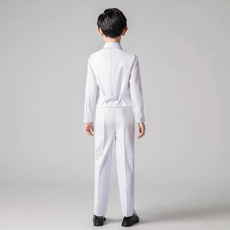 Boys' 4-Piece Vest Suit Set: Noble Cut Piano Performance