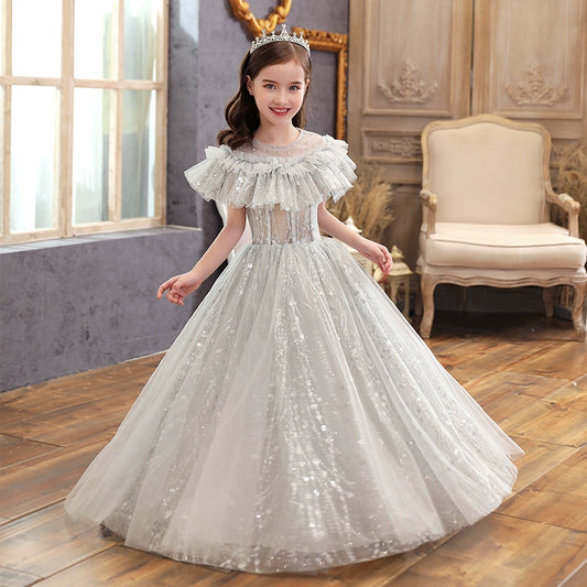 Elegant Children's Wedding Dress Flower Girl Piano Performance Costume