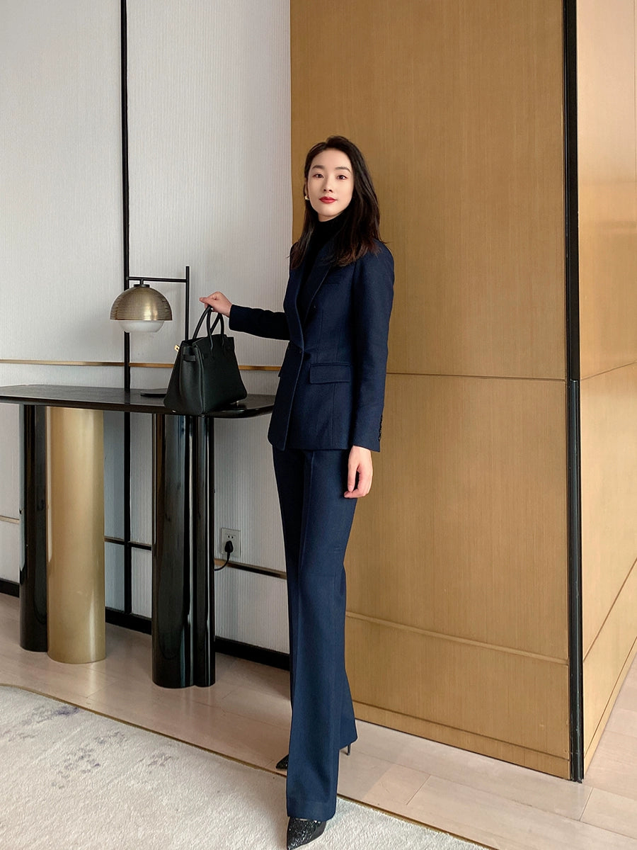 Women's Demi-Season Flared Trousers – Classic Office Suit Style