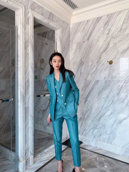 Emerald Green Autumn Women's 3-Piece Tailored Suit Set