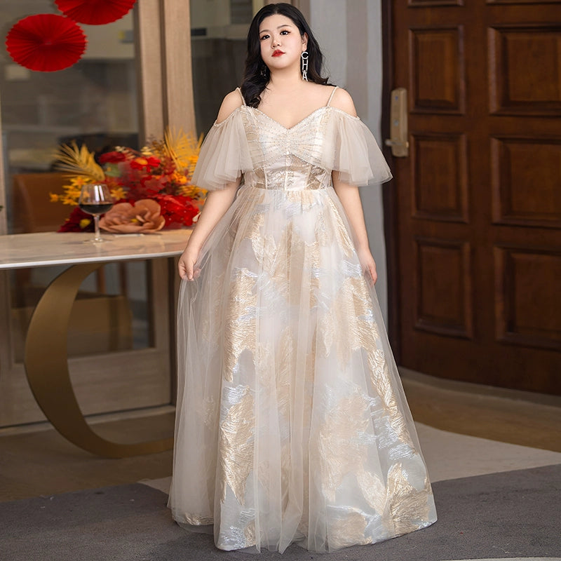 Elegant Plus Size Evening Dress with Beaded Detail