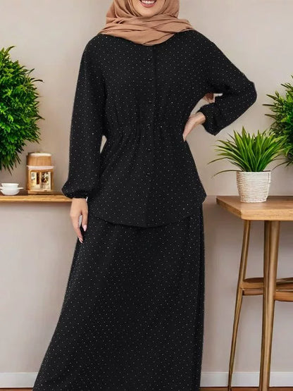 Arabic Long Cardigan Skirt Set