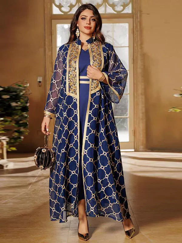 Elegant Arabic Embroidered Cardigan Dress for Elegant Occasions