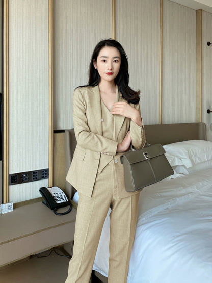 Summer Yellow Women's Sophisticated Suit Set – Jacket, Vest, Trousers