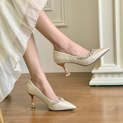 Elegant Satin Bridal Wedding Shoes Off‑White 5.5cm Heel