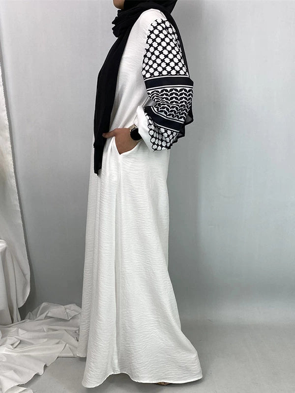 Elegant Turkish?Inspired Long Sleeve Hooded Maxi Skirt with Floral Print