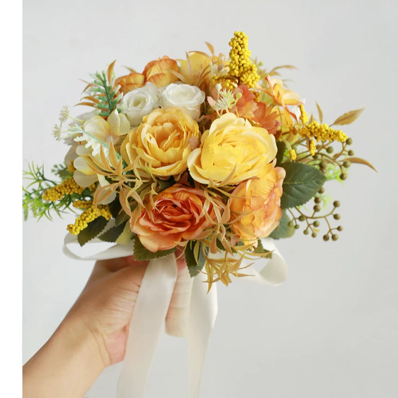 Artificial Wedding Bouquet Forest Style Transparent White Rose