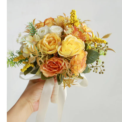 Artificial Wedding Bouquet Forest Style Transparent White Rose