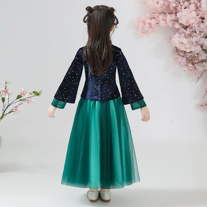 Elegant Chinese Children's Hanfu Set - Thickened Luxury Style for Festive Occasions