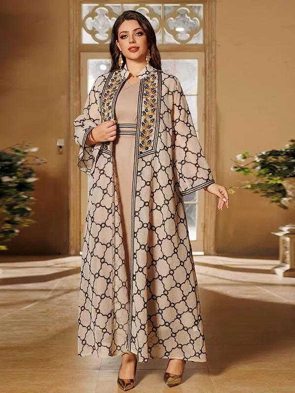 Elegant Arabic Embroidered Cardigan Dress for Elegant Occasions
