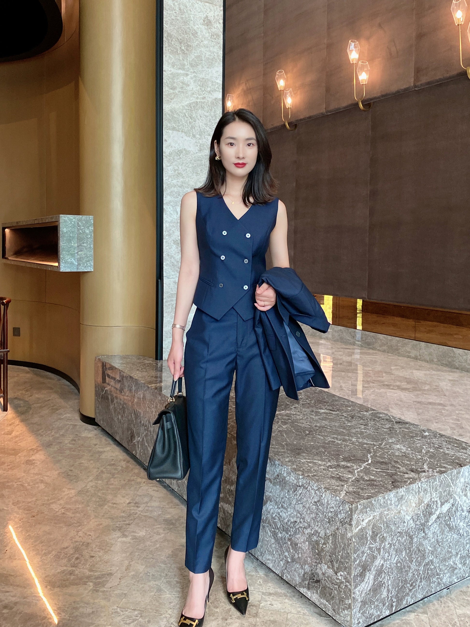 Elegant Spring-Autumn Classic 3-Piece Women's Tailored Suit Set