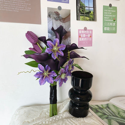 Deep Purple Calla Lily Handheld Silk Flower – Unique Home Vase for Weddings & Graduation