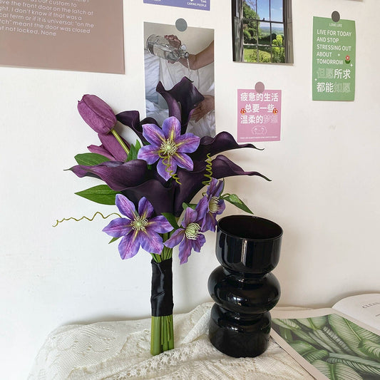 Deep Purple Calla Lily Handheld Silk Flower – Unique Home Vase for Weddings & Graduation