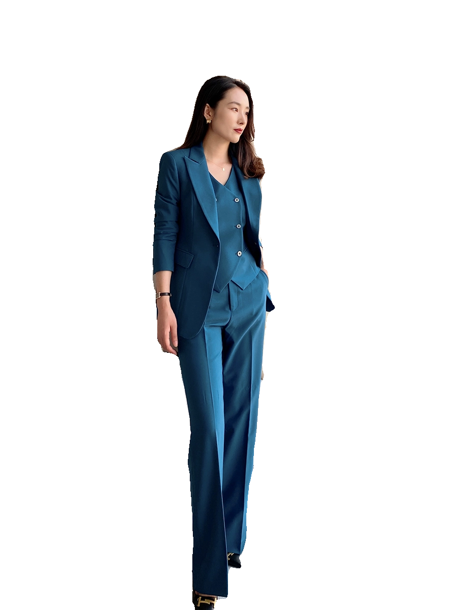 Peacock Blue Women's 3-Piece Slim Fit Suit Set