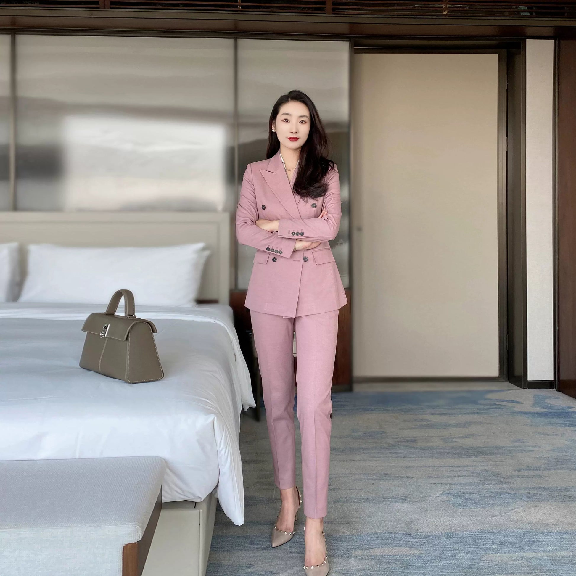 Spring Sophisticated Classic Suit With Trousers – Iceberry Pink