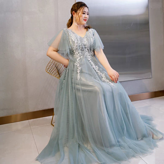 V-Neck Evening Gown 3XL Fitted