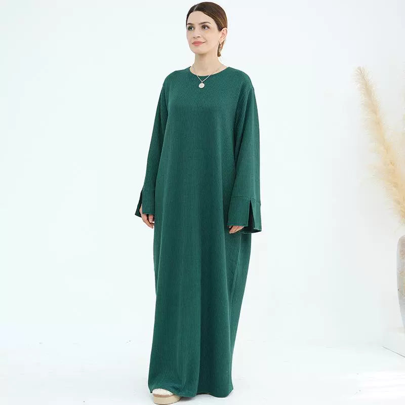 Ethnic Knitted Long Dress with Loose Fit, Autumn Winter