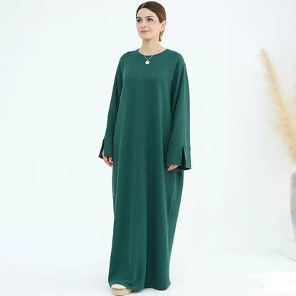 Ethnic Knitted Long Dress with Loose Fit, Autumn Winter