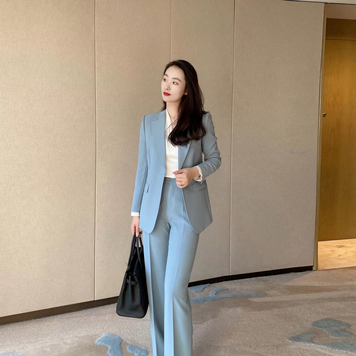 Lake Blue Women's Spring Suit Jacket Two-Piece Set