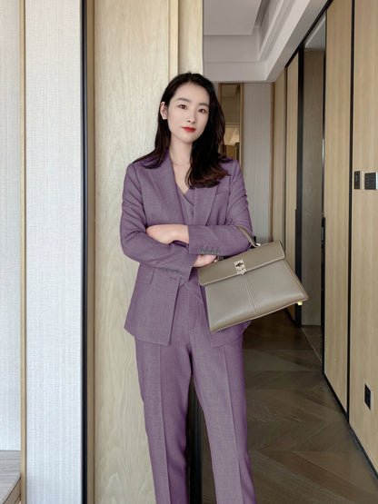 Elegant Autumn Purple 3‑Piece Slim Fit Women’s Suit Set