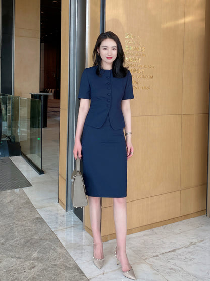 Summer Classic Short Sleeve Hidden Green Suit for Hotel Professionals