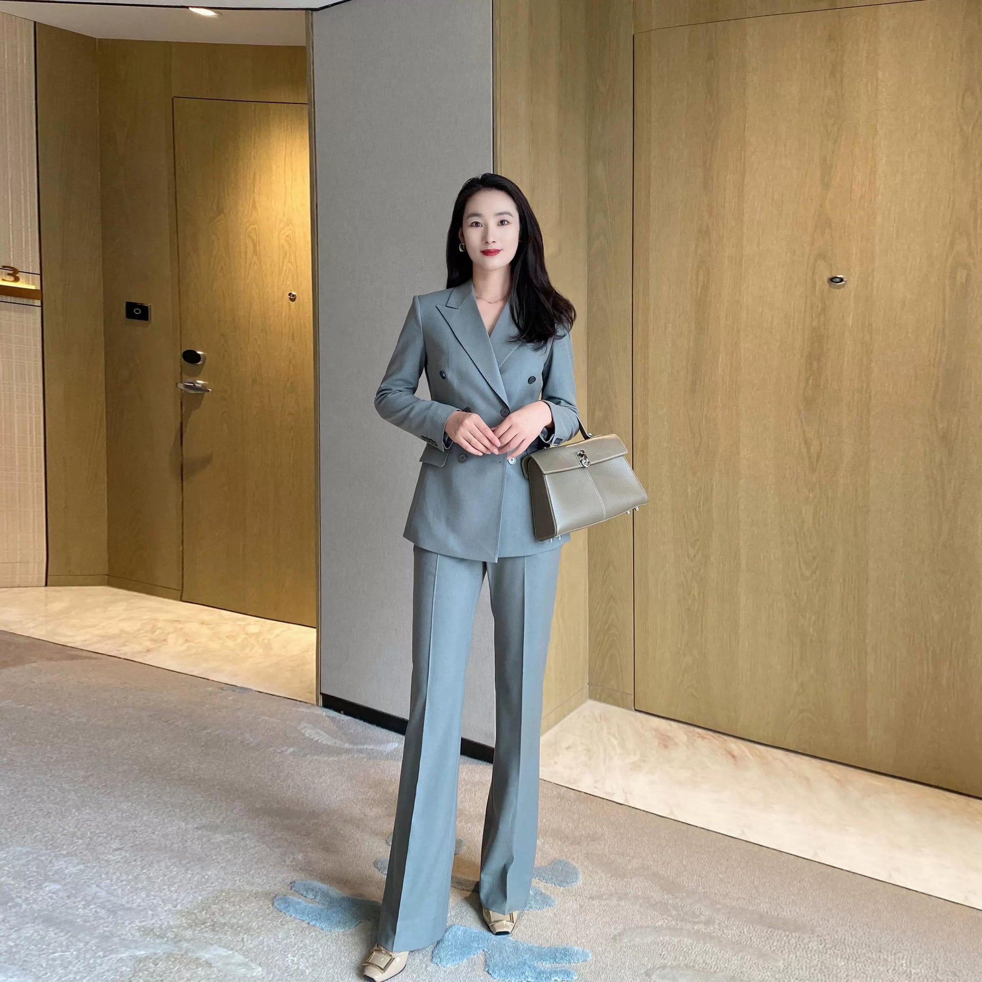 Warm Woolen Women's Suit Set - Slim Fit Elegant Design