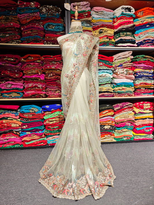 Indian Nepal Handmade Beaded Saree