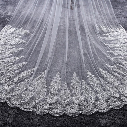 Korean Extra Long Stone Inlay Veil