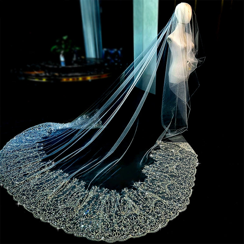 Bridal Wedding Veil Heavy Industry Bead Embroidery