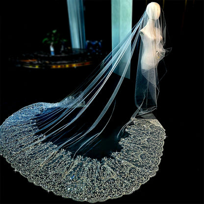 Bridal Wedding Veil Heavy Industry Bead Embroidery