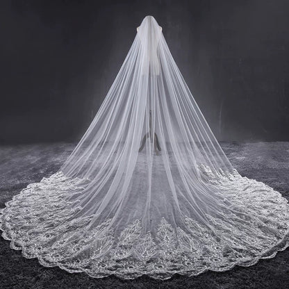 Korean Extra Long Stone Inlay Veil