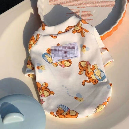 Cute Cartoon Japanese Autumn Pet Pajama with Tiger Print