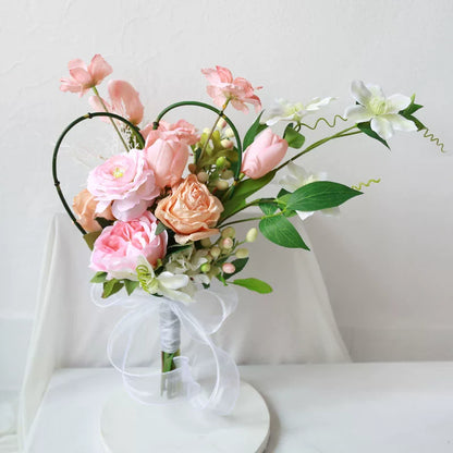 Artificial Wedding Bouquet Forest Style Transparent White Rose