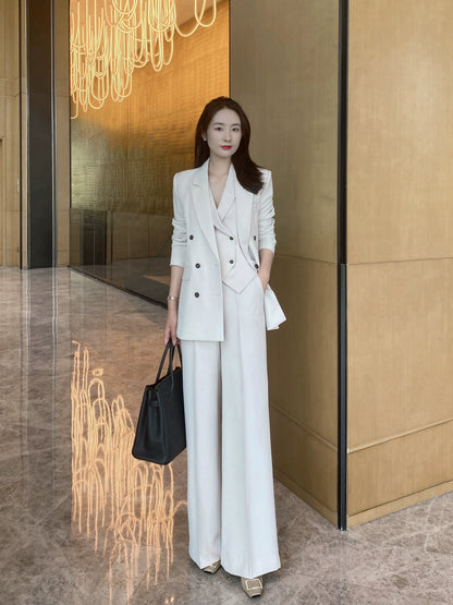 Apricot Gray Women's 3-Piece Suit Set – Jacket Vest Trousers