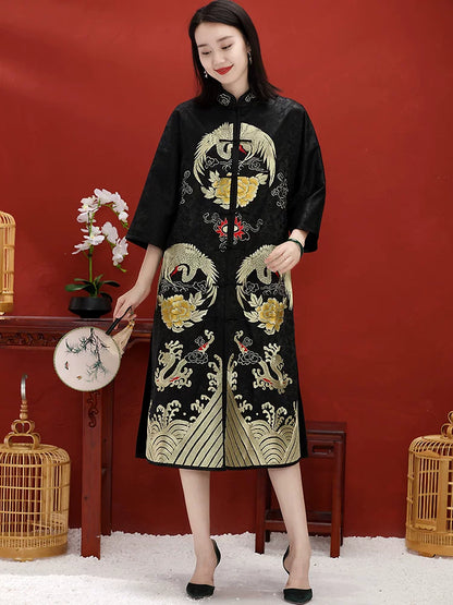 Custom Chinese Mid-Length Women's Top with Frog Buttons