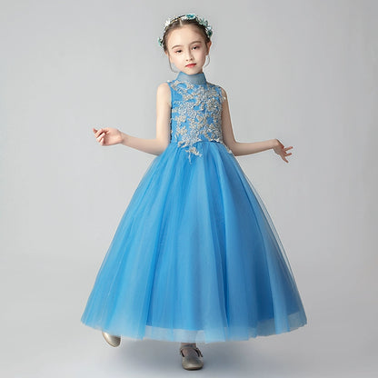 Elegant Kids Princess Evening Gown for Piano Performance & Weddings