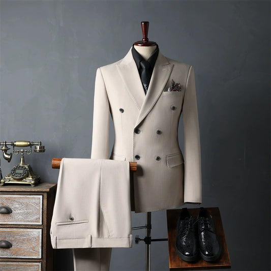 Men's English Style 3-Piece Suit Set