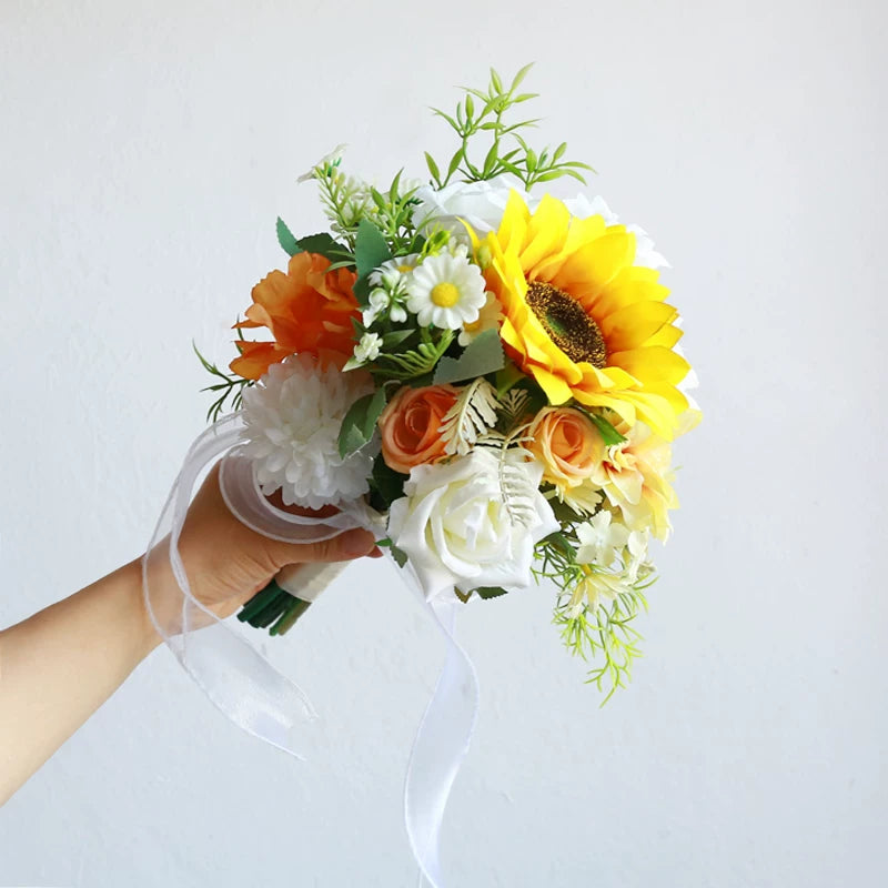 Artificial Wedding Bouquet Forest Style Transparent White Rose